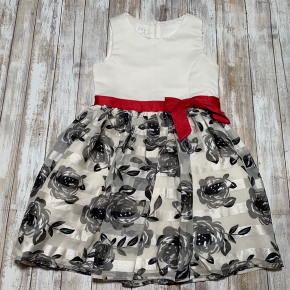 red black and white flower girl dresses